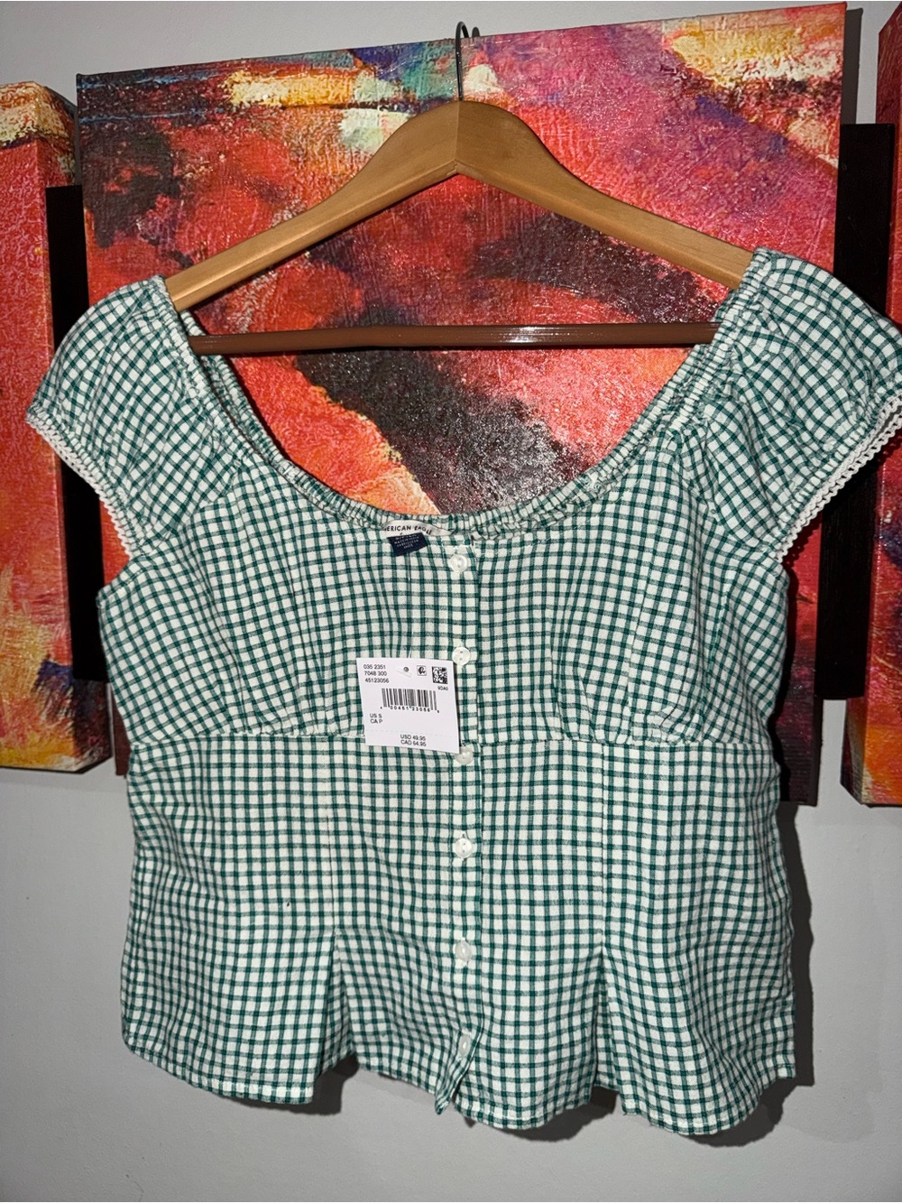 AE Cap-Sleeve Button-Up Top. Size: S
